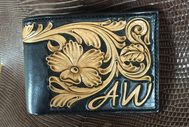 Custom Leather Money Clip Wallet Floral — 33 Ranch & Saddlery, LLC