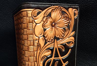 Custom Leather Money Clip Wallet Floral — 33 Ranch & Saddlery, LLC