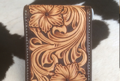 Hand-Tooled BSR Money Clip Wallet, BSR Leather Co.