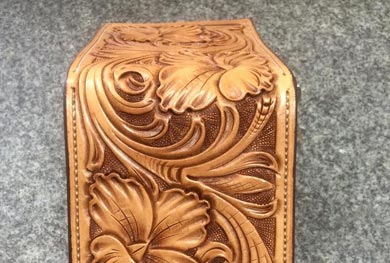 Tooled Leather Money Clip